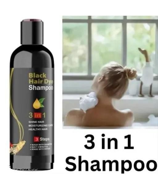 Unisex Instant Black Herbal Hair Dye Shampoo for Grey Hair Coverage 3 in 1(100ml)